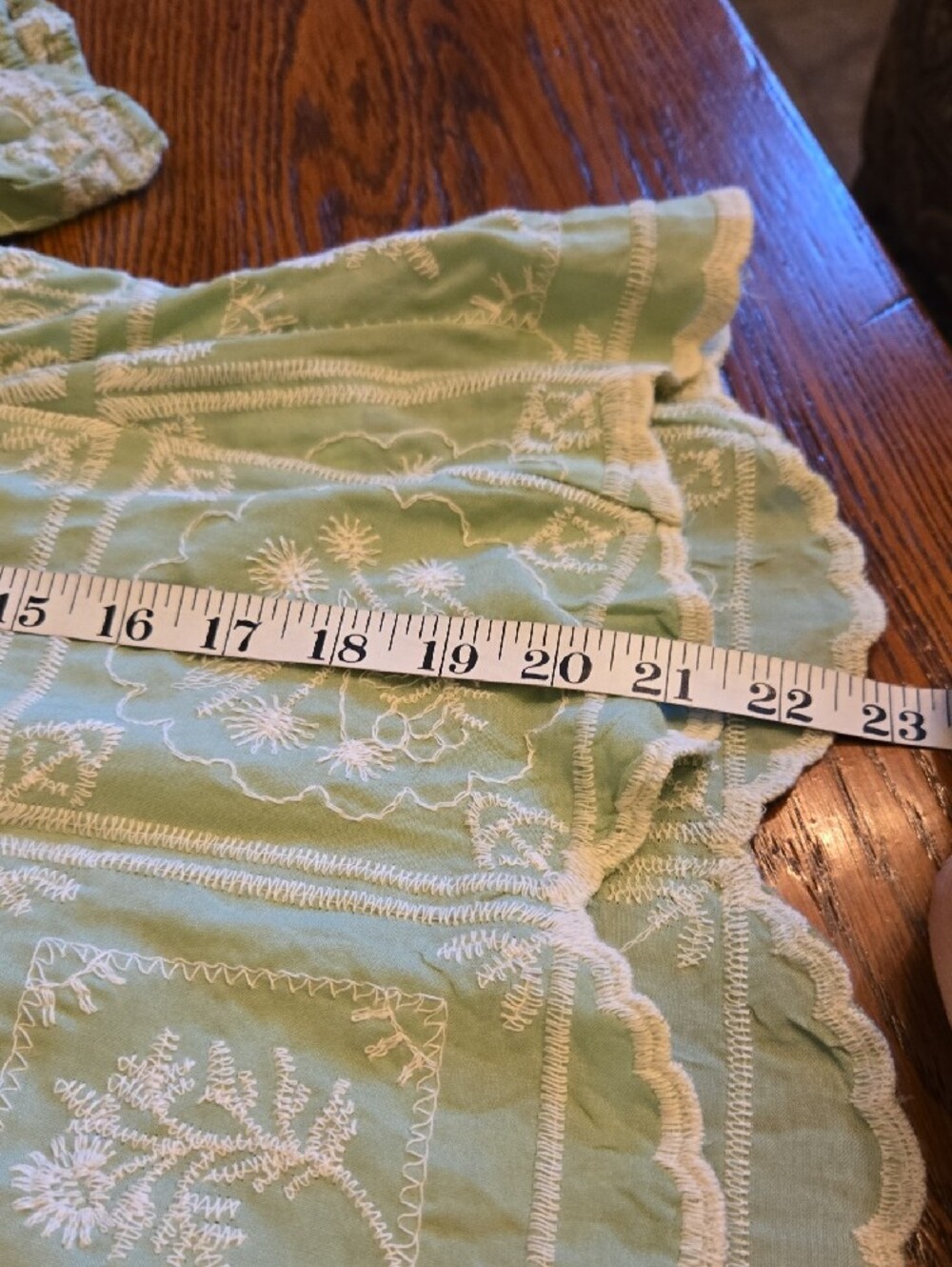 Solitaire Mint Green Embroidered Puff Sleeve Blouse Feminine Layering - Picture 8 of 8
